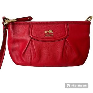 Coach Madison Clutch Wristlet Red Glove Leather